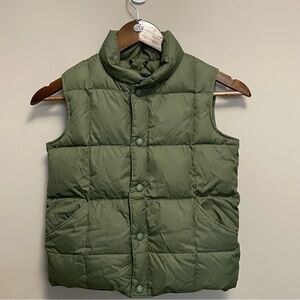 Lands End Olive Green Down & Feather Puffer Vest Kids Size 6x-7